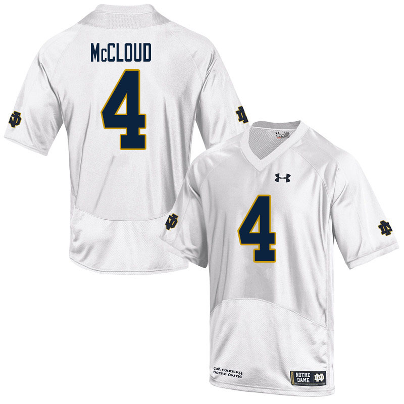 Men's NCAA Notre Dame Fighting Irish #4 Nick McCloud Stitched College Under Armour Authentic White Football Jersey MN10K06NS